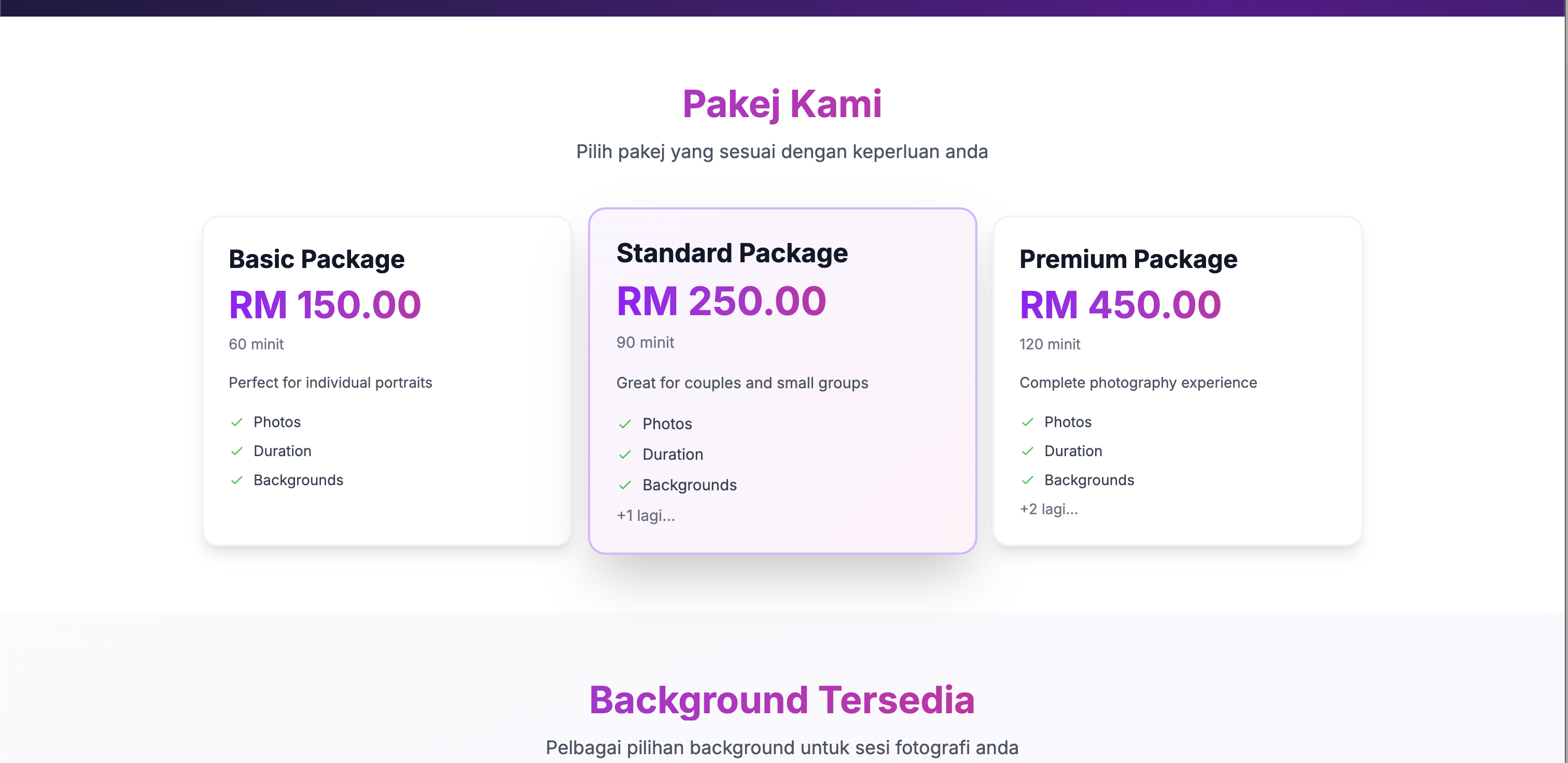 DahBook Packages - Create and manage photography packages